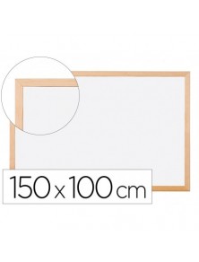 Pizarra blanca q-connect laminada marco de madera 150x100 cm