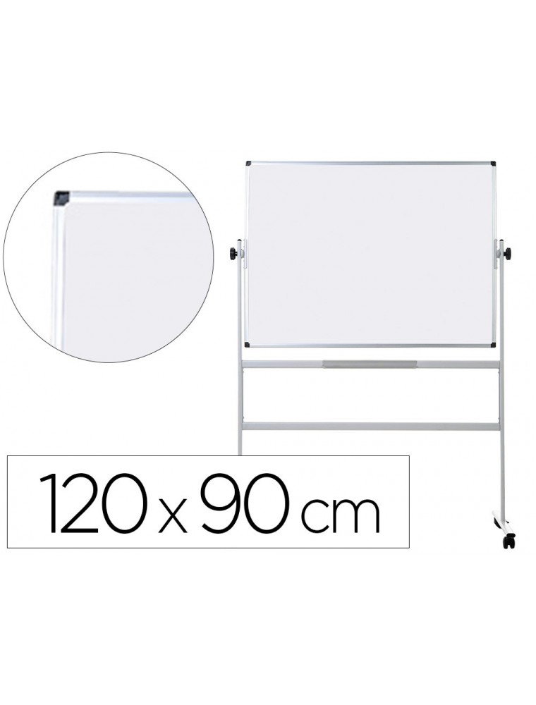 Pizarra blanca q-connect doble cara melamina marco de aluminio 120x90 cm giratoria