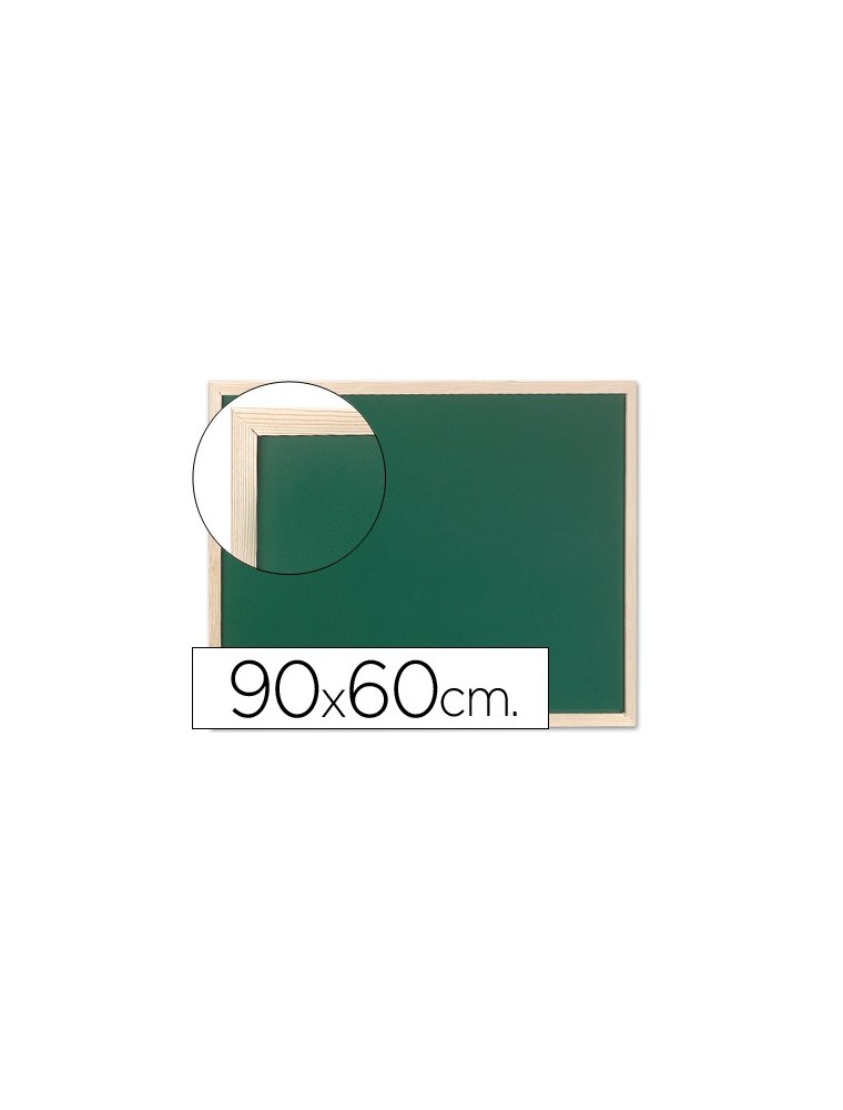 Pizarra verde q-connect marco de madera 90x60 cm sin repisa