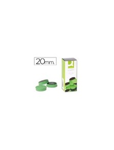 Imanes para sujecion q-connect ideal para pizarras magneticas20 mm verde -caja de 10 imanes