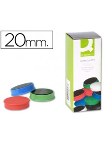 Imanes para sujecion q-connect ideal para pizarras magneticas20 mm colores surtidos -caja de 10 imanes