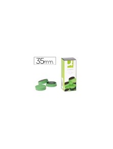 Imanes para sujecion q-connect ideal para pizarras magneticas35 mm verde -caja de 10 imanes