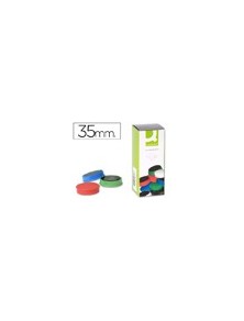 Imanes para sujecion q-connect ideal para pizarras magneticas35 mm colores surtidos -caja de 10 imanes