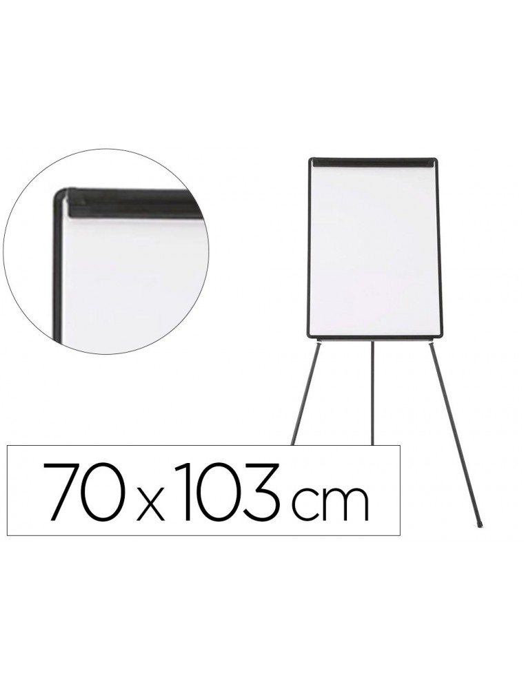 Pizarra blanca q-connect con tripode 100x70 cm para convenciones superficie laminada marco negro