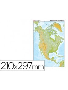 Mapa mudo color din a4 america del norte fisico