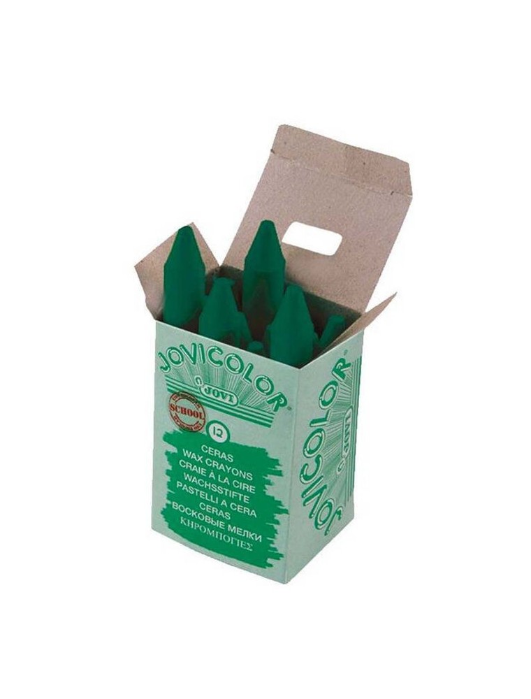 Lapices cera color unicolor verde oscuro -caja de 12