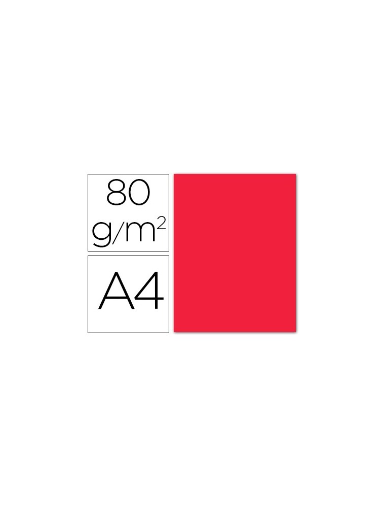 Papel Color Liderpapel Din A4 80 Gr Rojo -Pack De 15 Hojas