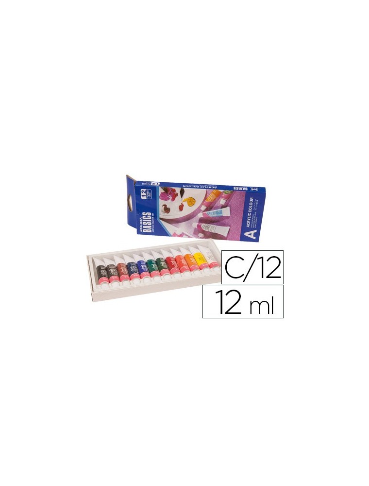 Pintura acrilica artist caja carton de 12 colores surtidos tubo de 12 ml
