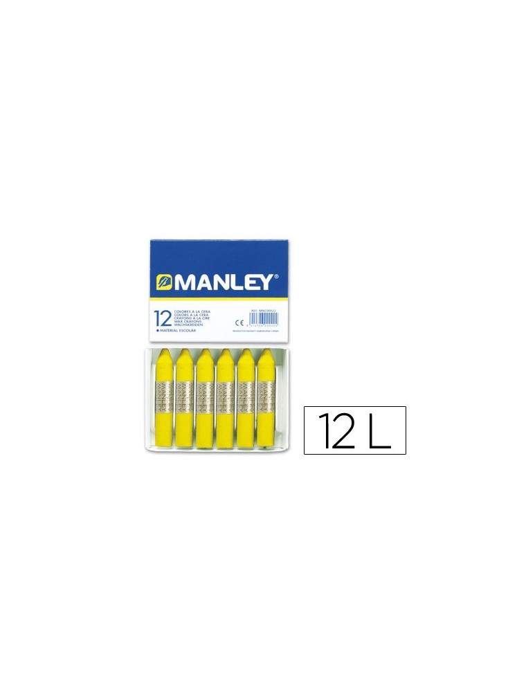 Lapices cera manley unicolor amarillo limon n.2 caja de 12 unidades