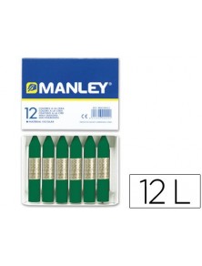 Lapices cera manley unicolor verde esmeralda n.24 caja de 12 unidades