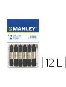 Lapices cera manley unicolor negro n.30 caja de 12 unidades
