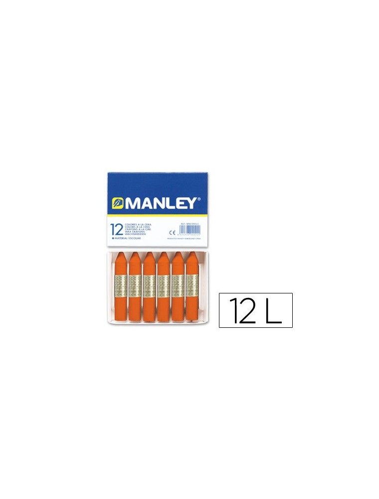 Lapices cera manley unicolor naranja n.6 caja de 12 unidades