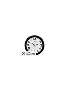 Reloj q-connect de pared plastico oficina redondo 30 cm marco negro