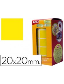 Gomets autoadhesius quadrats 20x20 mm groc en rotllo