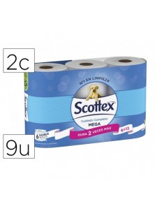 Papel higienico scottex megarrollo doble largo paquetede 9 rollos