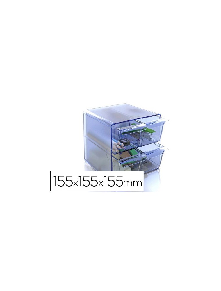 Archicubo archivo 2000 4 cajones organizador modular plastico azul transparente 190x150x150 mm