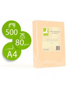 Papel color q-connect din a4 80gr crema paquete de 500 hojas