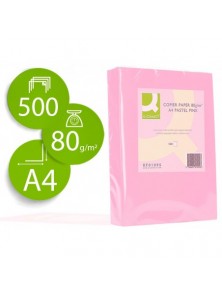 Papel color q-connect din a4 80 gr rosa paquete de 500 hojas