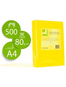Papel color q-connect din a4 80gr amarillo intenso paquete de 500 hojas