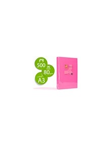 Papel color q-connect din a3 80gr rosa intenso paquete de 500 hojas