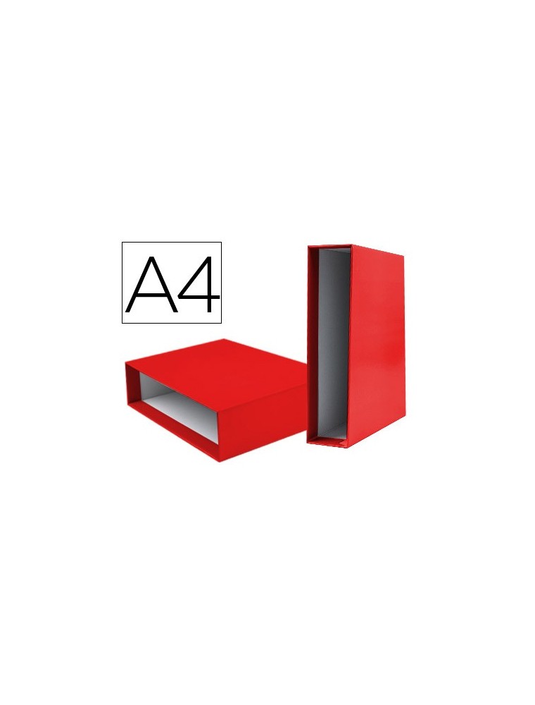 Caja archivador liderpapel de palanca carton din-a4 documenta lomo 75mm color rojo