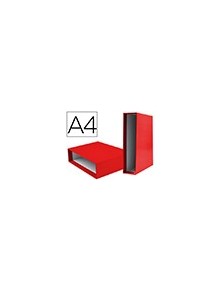 Caja archivador liderpapel de palanca carton din-a4 documenta lomo 75mm color rojo