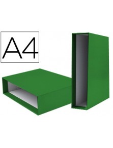 Caja archivador liderpapel de palanca carton din-a4 documenta lomo 75mm color verde