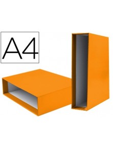 Caja archivador liderpapel de palanca carton din-a4 documenta lomo 75mm color naranja