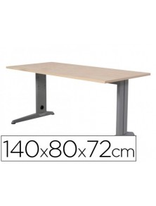 Mesa de oficina rocada metal 2001ac01 aluminio haya 140x80 cm