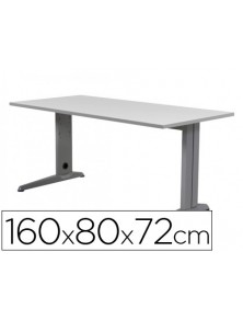 Mesa de oficina rocada metal 2002ac02 aluminio gris 160x80 cm