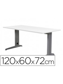 Mesa de oficina rocada metal 2000ac04 aluminio blanco 120x60 cm