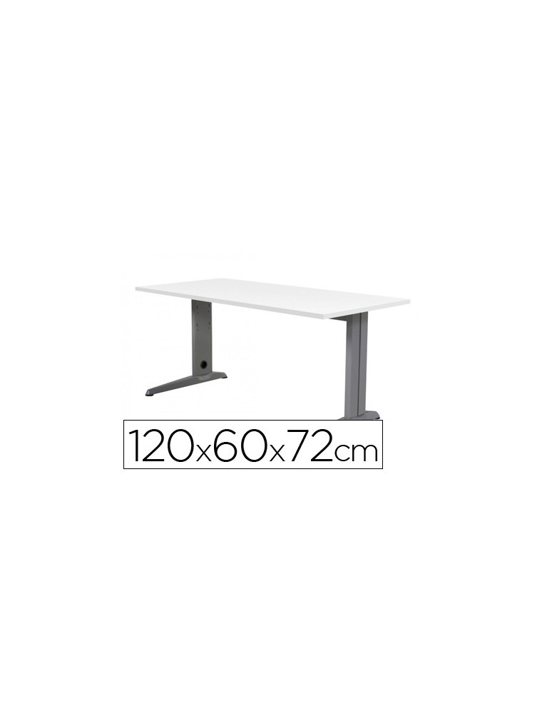 Mesa de oficina rocada metal 2000ac04 aluminio blanco 120x60 cm