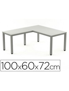 Ala para mesa rocada serie executive 60x 100 cm derecha o izquierda acabado ad02 aluminio gris