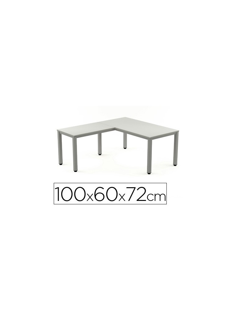 Ala para mesa rocada serie executive 60x 100 cm derecha o izquierda acabado ad02 aluminio gris