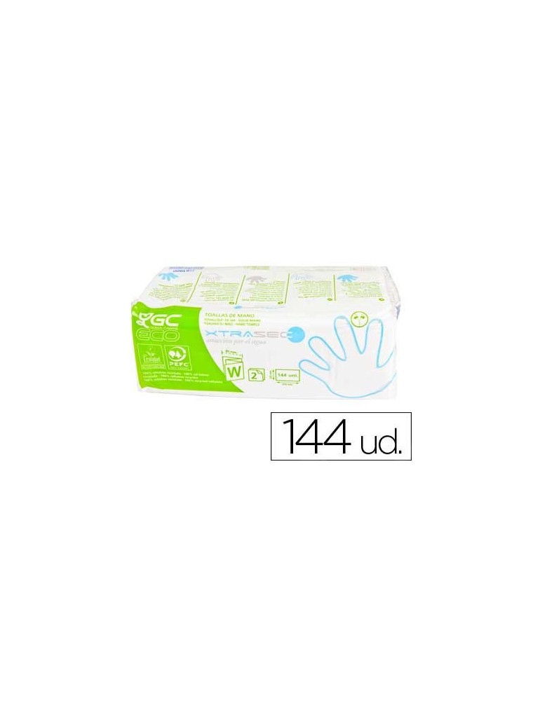 Toalla de papel mano engarzada ecologica -22,5x31 cm 2 capas -paquete con 144 unidades