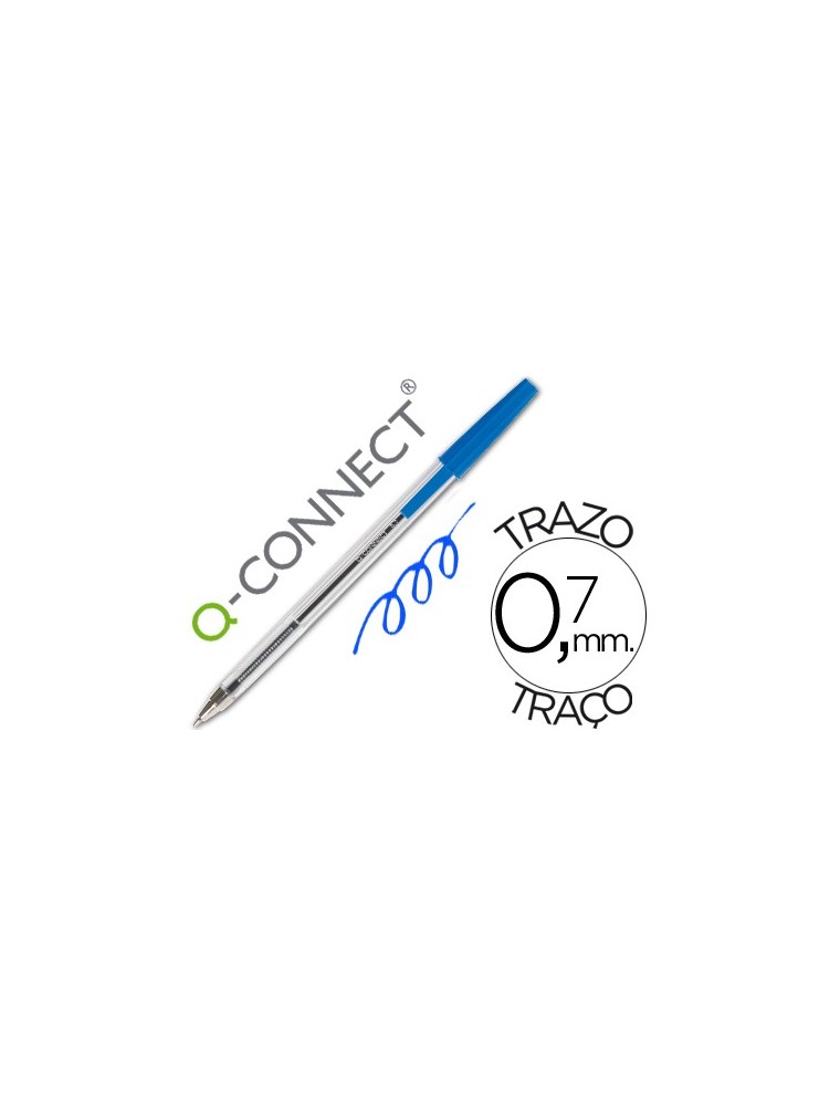 Boligrafo transparente q-connect azul medio kf26039