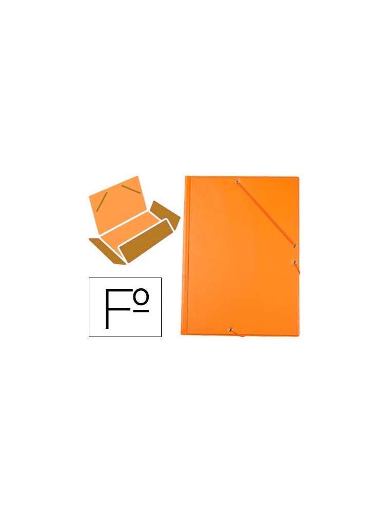Carpeta liderpapel gomas plastico folio solapas color naranja