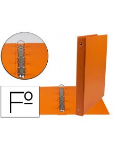 Carpeta liderpapel 4 anillas 25 mm redondas plastico folio color naranja