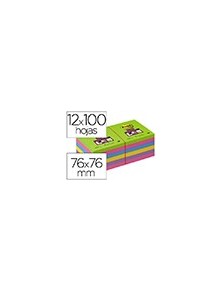 Bloc de notas adhesivas quita y pon post-it super stick ultra 76x76 mm pack de 12 bloc verde rosa amarilla