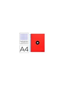 Cuaderno espiral liderpapel a4 micro antartik tapa forrada120h 100 gr cuadro 5mm 5 bandas 4 taladros color rojo