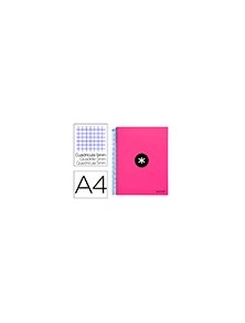 Cuaderno espiral liderpapel a4 micro antartik tapa forrada120h 100 gr cuadro 5mm 5 bandas 4 taladros color rosa