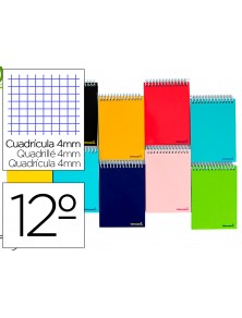 Cuaderno espiral liderpapel bolsillo doceavo apaisado smart tapa blanda 80h 60gr cuadro 4mm colores surtidos