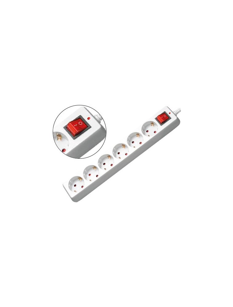 Regleta 6 tomas mediarange con interruptor longitud cable 1,4m color blanco