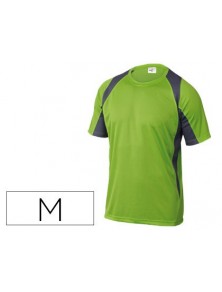 Camiseta deltaplus poliester manga corta cuello redondo tratamiento secado rapido color verde-gris talla m