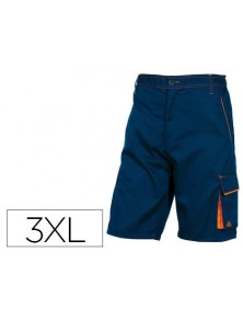Pantalon de trabajo deltaplus bermuda cinta ajustable 5 bolsillos color azul naranjatalla 3xl