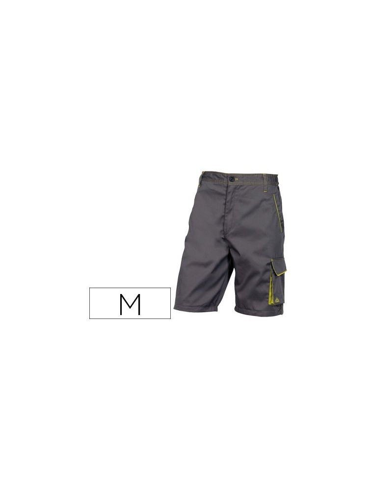 Pantalon de trabajo deltaplus bermuda cintura ajustable 5 bolsillos color gris verde talla m