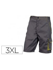Pantalon de trabajo deltaplus bermuda cintura ajustable 5 bolsillo color gris verde talla xxl