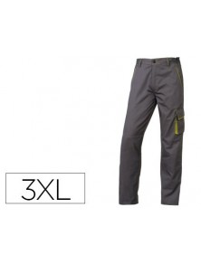 Pantalon de trabajo deltaplus cintura ajustable 5 bolsillos color gris verde talla 3xl