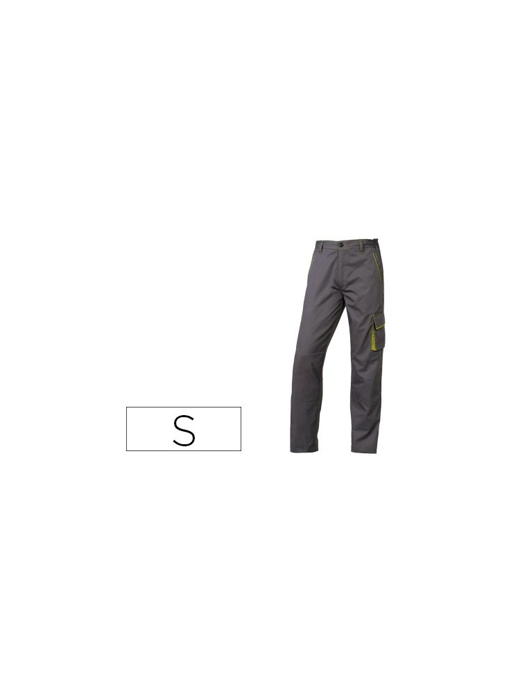 Pantalon de trabajo deltaplus cintura ajustable 5 bolsillos color gris verde talla s