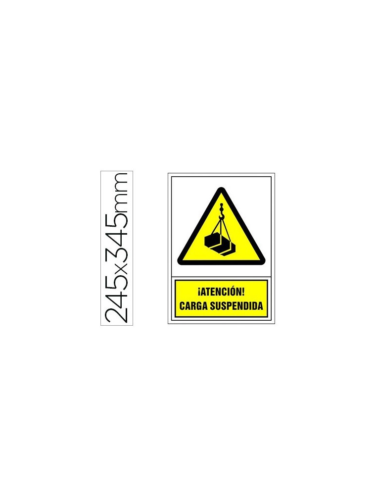 Pictograma syssa señal de advertencia atencion carga suspendida en pvc 245x345 mm